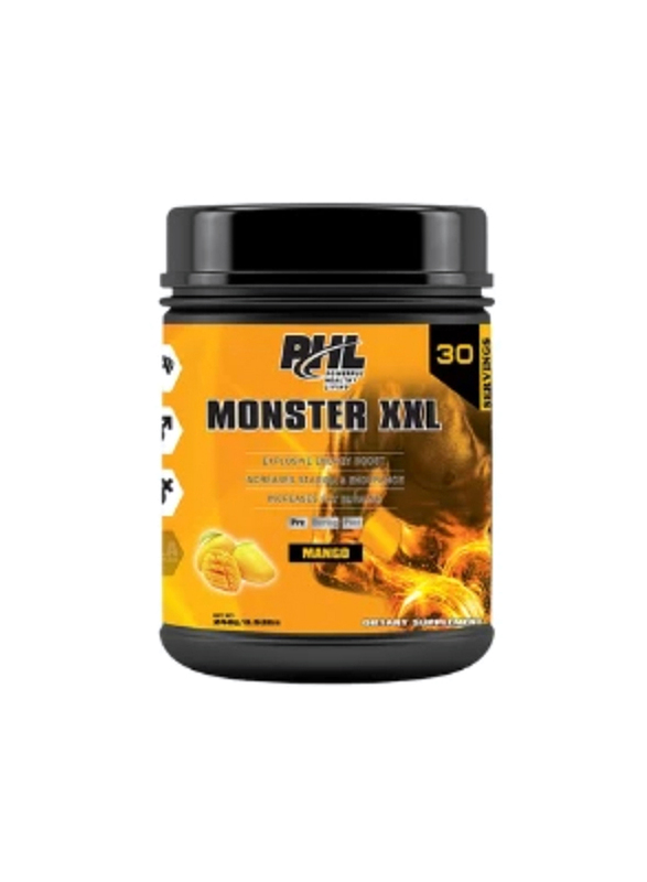 

PHL Nutrition Pre Work Out Monster XXL Powder, 30 Servings, 240gm, Mango