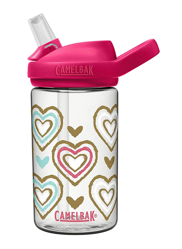 

Camelbak Eddy+ Hearts Kids Water Bottle, 14oz, Clear/Pink