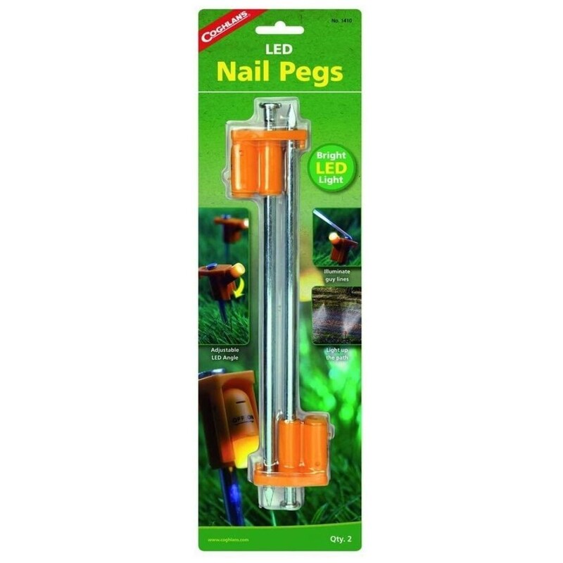 

Coghlans 2 Piece LED Nail Pegs, Orange/Silver