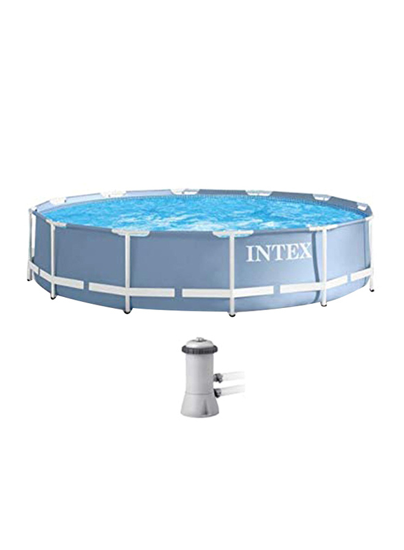 

Intex Prism Frame Premium Family Swimming Pool with Filter Pump, Grey