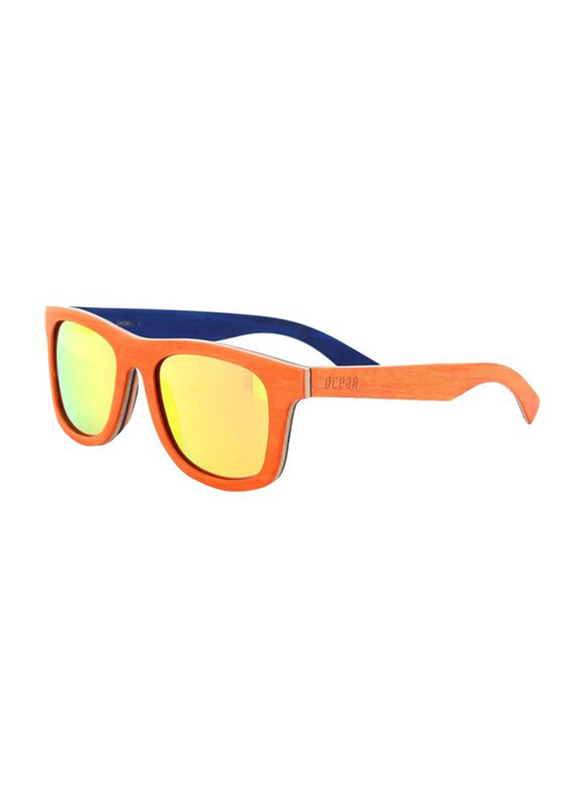 

Ocean Glasses Polarized Full-Rim Square Venice Beach Skate Wood Orange Frame Sunglasses Unisex, Revo Yellow, 64/12