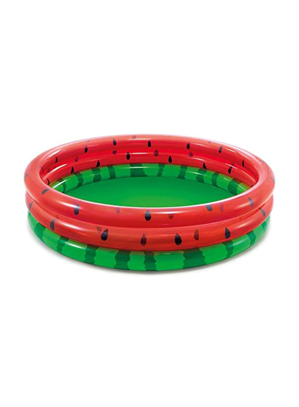 

Intex Watermelon 3 Rings Kids Inflatable Indoor and Outdoor Swimming Pool, Green/Red