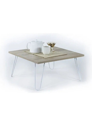 Home Canvas Coffee Table with Metal Leg, Brown