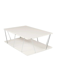 Home Canvas Tars Modern Coffee Table for Living Room, White Chrome
