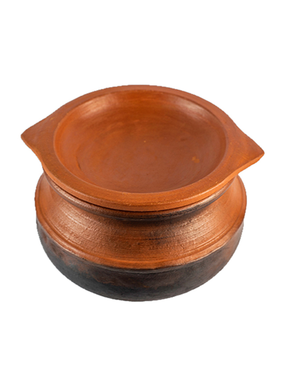 

House of Adam 3 Ltr Clay Round Stew Pot, Brown/Black
