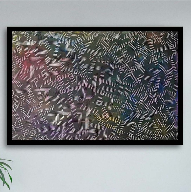 Handmade Paintings Illusions Mounted Abstract Painting On Wooden Frame, 90 x 60 x 5cm, Multicolour