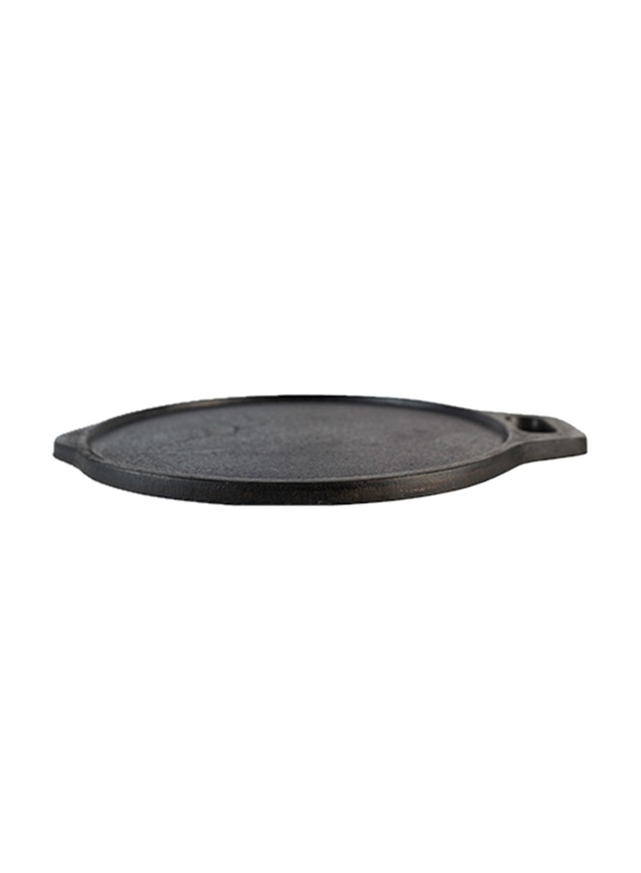 

House of Adam 9.5-inch Cast Iron Round Flat Pan, Black