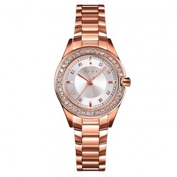 AFRA CELESTE LADIES WATCH ROSE GOLD CASE SILVER DIAL ROSEGOLD BRACELET