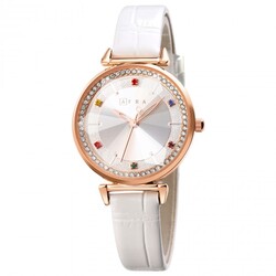 AFRA GEMMA LADIES WATCH ROSE GOLD CASE WHITE DIAL WHITE LEATHER