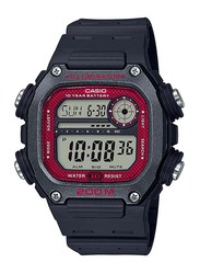 Casio Digital Unisex Watch with Plastic Band, Water Resistant, DW-291H-1BVCF, Black-Grey/Red