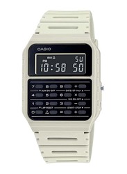 Casio Digital Calculator Watch for Men with Plastic Band, Water Resistant, CA-53WF-8B, White-Black
