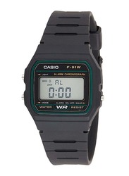 Casio Digital Watch for Men with Rubber Band, Water Resistant, F-91W-3DG, Black-Grey