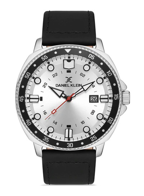 

Daniel Klein Premium Analog Watch for Men with Leather Band, Water Resistant, DK.1.12956-4, Black/Silver
