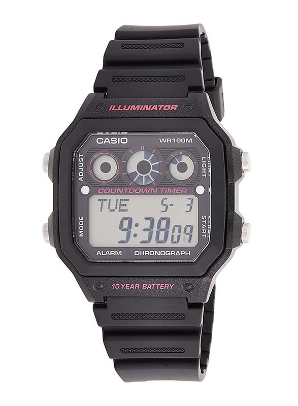 

Casio Digital Watch for Men with Plastic Band, Water Resistant, AE-1300WH-8AVDF, Black-Grey