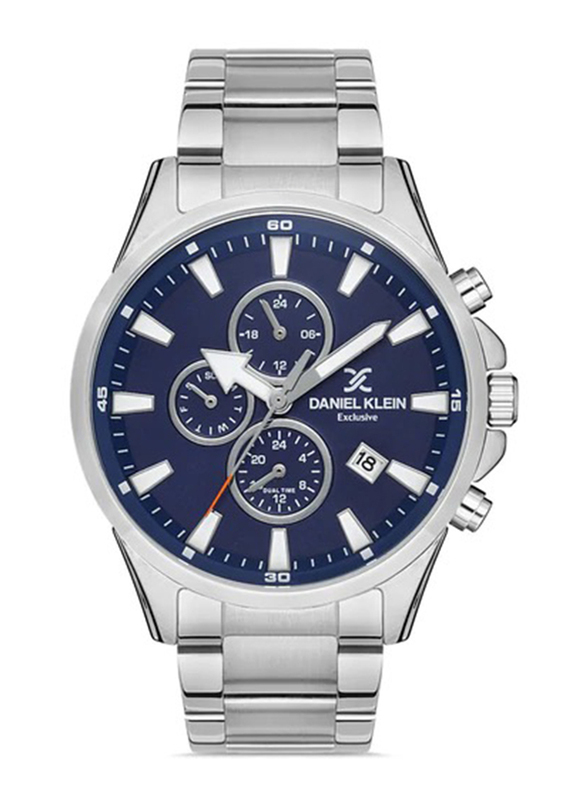 

Daniel Klein Exclusive Analog Watch for Men with Stainless Steel Band, Chronograph, DK.1.12946-2, Steel/Dark Blue