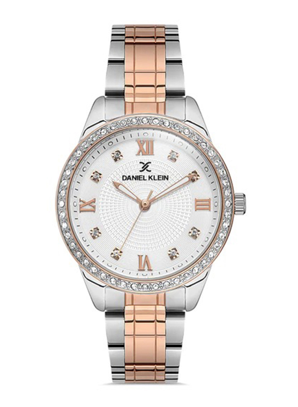 

Daniel Klein Premium Analog Watch for Women with Stainless Steel Band, Water Resistant, DK.1.12906-5, Steel-Rose Gold/White