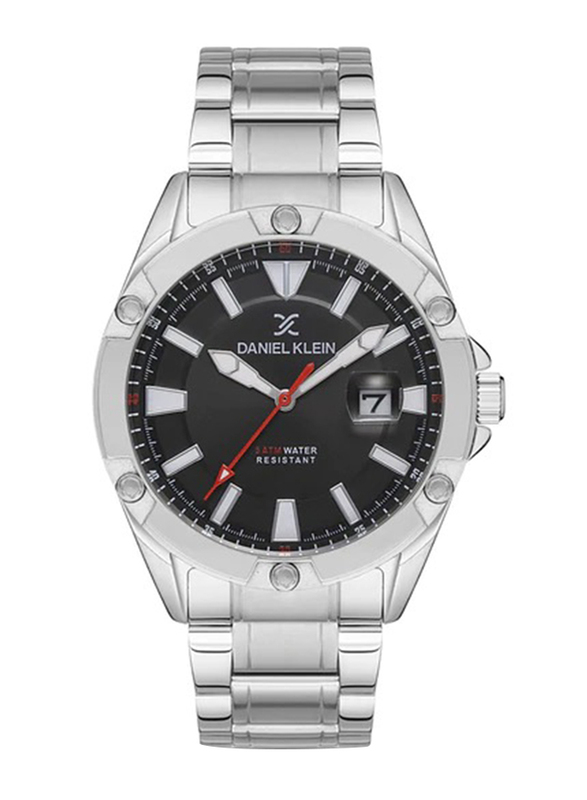 

Daniel Klein Premium Analog Watch for Men with Stainless Steel Band, DK.1.12955-2, Silver/Black