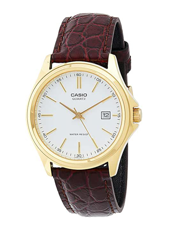 

Casio Analog Watch for Men with Leather Band, Water Resistant, MTP-1183Q-7ADF, Brown-White