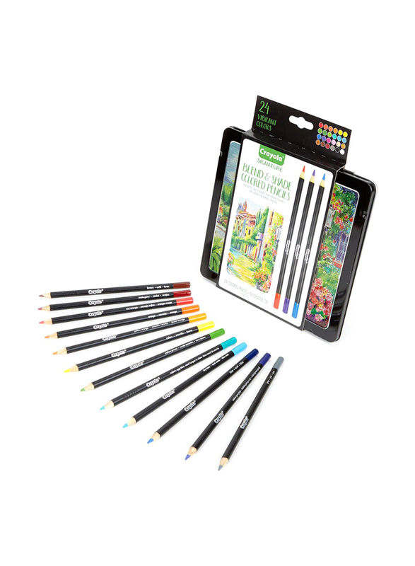 

Crayola Signature Blend & Shade Coloured Pencils with Tin, 24 Pieces, Multicolour