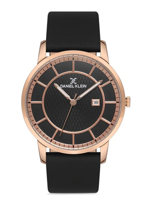 

Daniel Klein Premium Analog Watch for Men with Leather Band, Water Resistant, Dk.1.12949-5, Black/Rose Gold