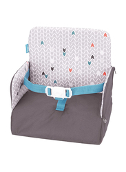 Badabulle Travel Booster Seat with Turns Into Backpack and Comes Large Enclosed Storage Compartment, Grey/Blue/White