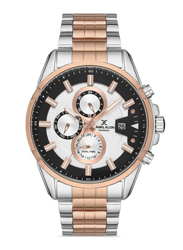 

Daniel Klein Exclusive Analog Watch for Men with Stainless Steel Band, Chronograph, DK.1.12959-3, Silver-Rose Gold/Black-White