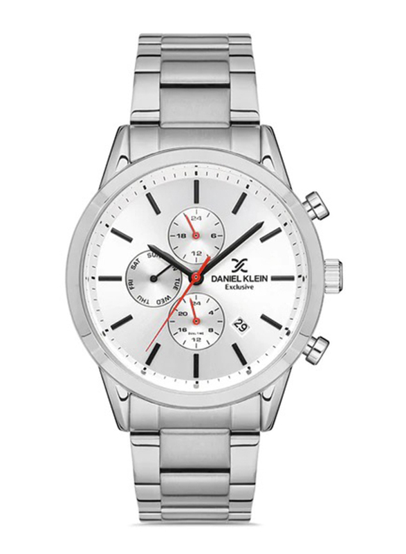 

Daniel Klein Exclusive Analog Watch for Men with Stainless Steel Band, Chronograph, DK.1.12961-1, Silver