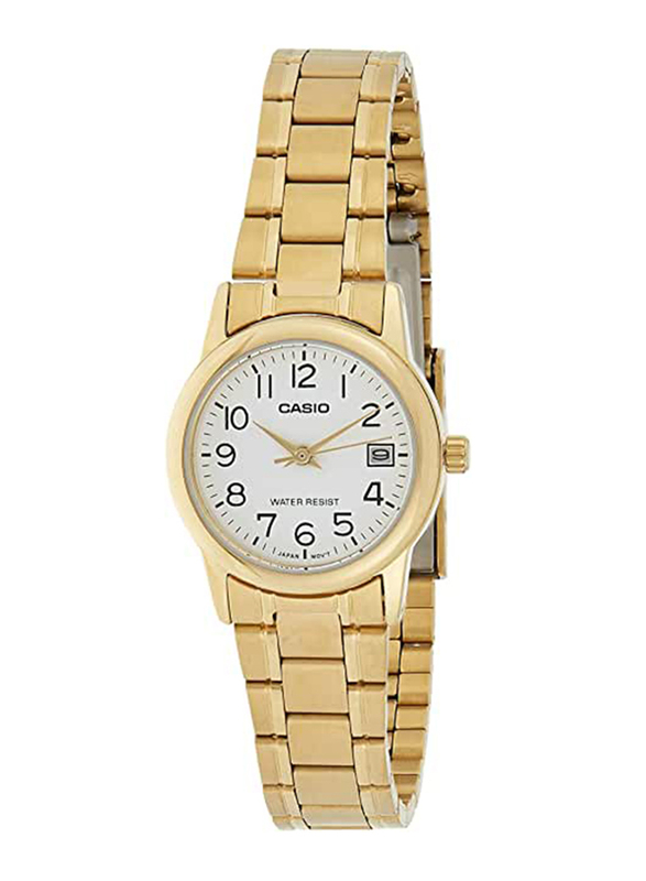 

Casio Analog Watch for Women with Stainless Steel Band, Water Resistant, LTP-V002G-7B2UDF, Gold-White