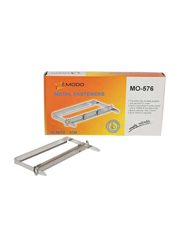 Modo Metal File Fastener, 8cm, 50 pieces, MO-576, Silver