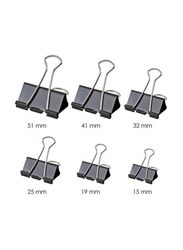 Accura Binder Clips, Medium, 12 Pieces, Black