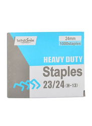 Whashin 1000 Sheet Heavy Duty Stapler Pins, 23/24 H-13, Silver