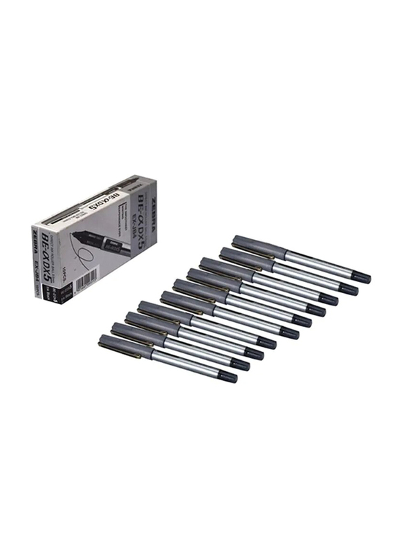 Zebra BE-DX5 10-Piece Rollerball Pen Set, 0.5mm, Black