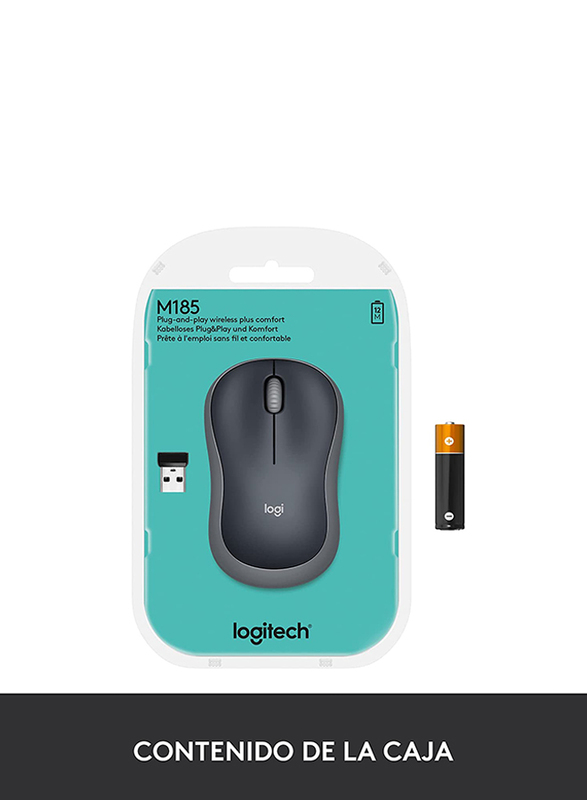 Logitech M185 Wireless Optical Mouse, Black