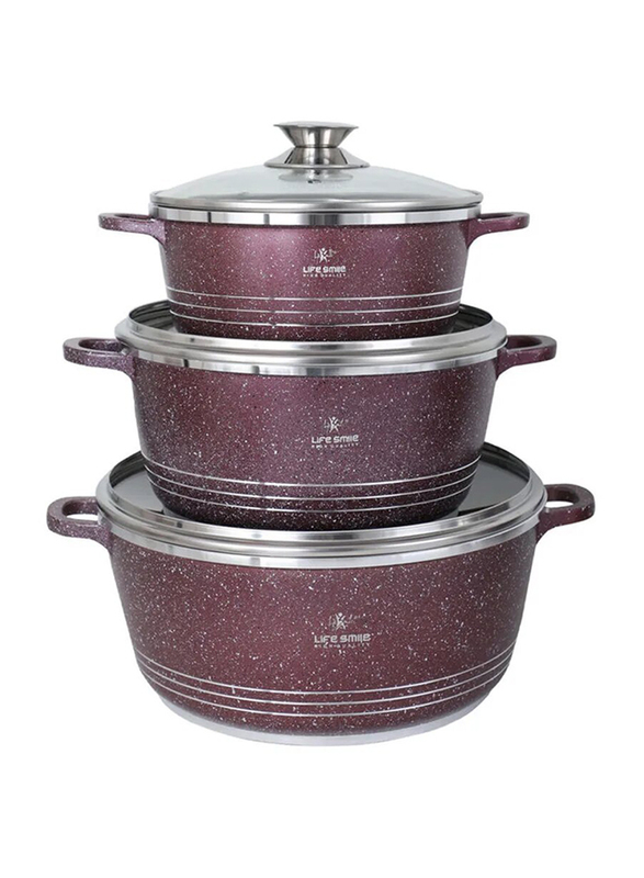 

Life Smile 6-Piece Aluminium Cookware Set, Red