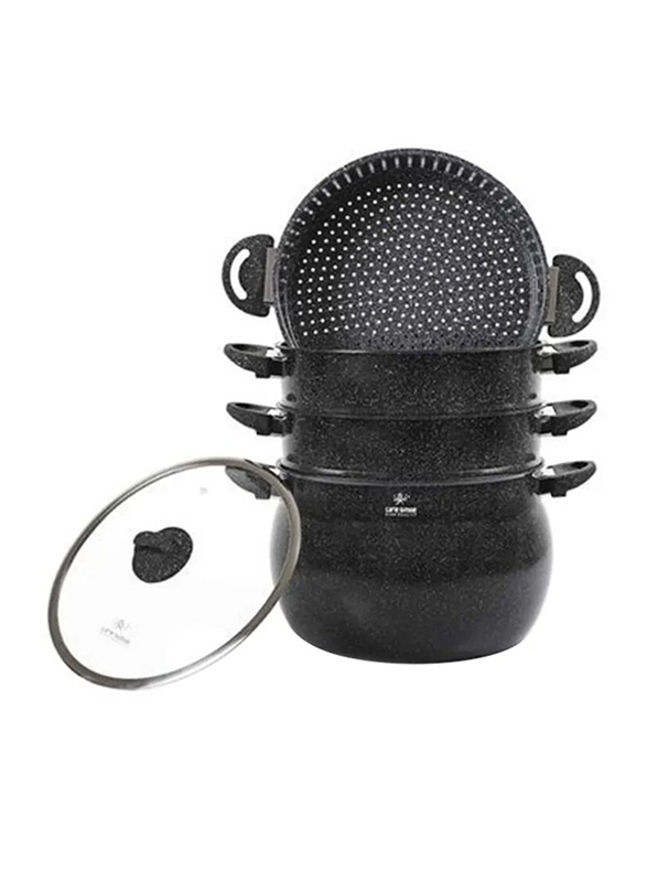 

Life Smile 5-Piece Aluminium Couscoussier Steamer Set, Black