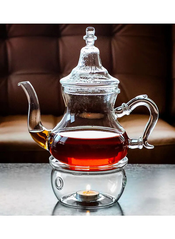 

Life Smile 16cm Glass Teapot with Heater Set, LIFE-GP-8, 16x23x17cm, Clear