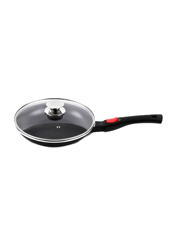 

Life Smile 20cm Non-Stick Round Classic Frying Pan with Lid, 2F20BB, Black