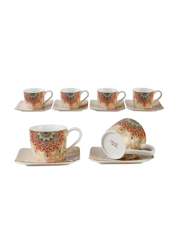 

Life Smile 12-Piece 12cm Tea Cup & Saucer Set, Multicolour