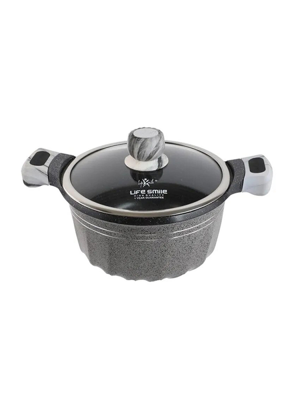 

Life Smile 16cm Aluminium Non-Stick Round Soup Pot, LIFEP2-16-A, Grey