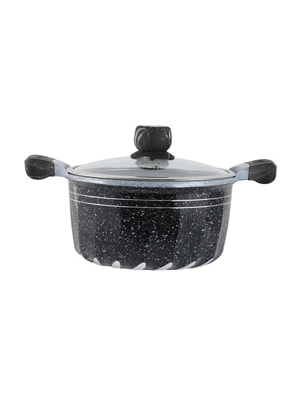 

Life Smile 16cm Aluminium Round Soup Pot, Black/Grey/Clear
