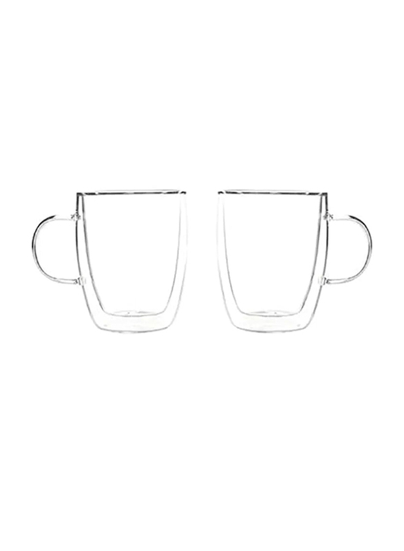 

Life Smile 270ml 2-Piece Glass Double Walled Tea Cup Set, LIFE-GP-5, Clear