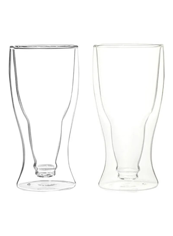 

Life Smile 2-Piece 370ml Glass Double Wall Juice Glass Set, Clear