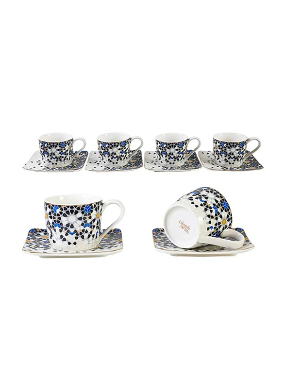 

Life Smile 12-Piece 11cm Tea Cup & Saucer Set, Multicolour