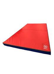 Dega Vinyl High Quality MMA Folding Exercise Mat with Carrying Handles for Gymnastics/Stretching, 2-Meter, Red/Blue