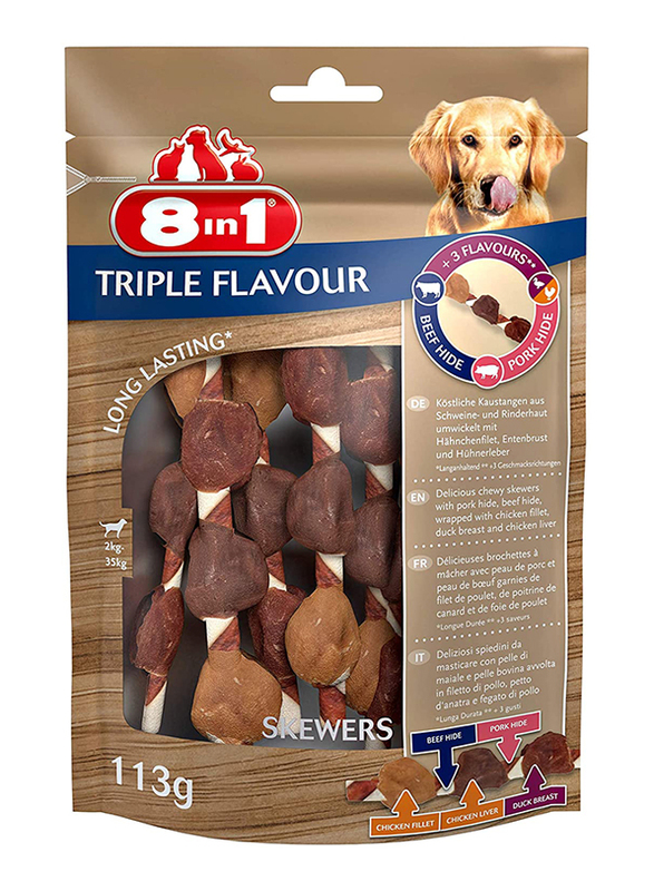 8 in 1 Triple Flavour Skewers for Dog, 113kg
