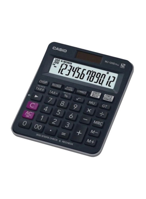 

Casio Essential Digital Calculator, MJ-120D Plus, Black/White/Pink