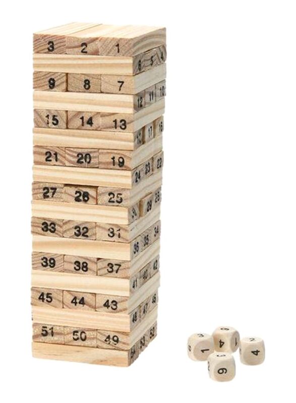 

Lucky Pine Wooden Tower Building Blocks Toy, Ages 3+, Beige