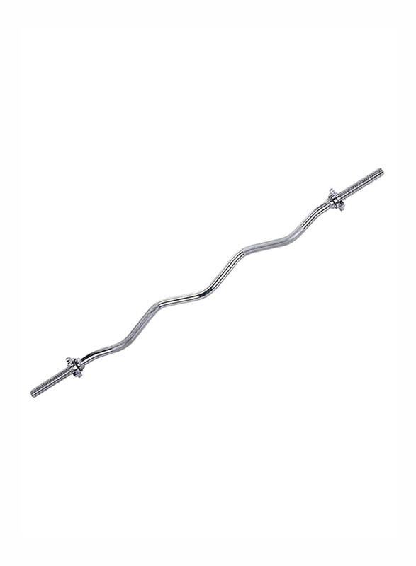 

Kangaroo Curl Barbell Bar with Two Fasteners, 120cm, K136, Silver