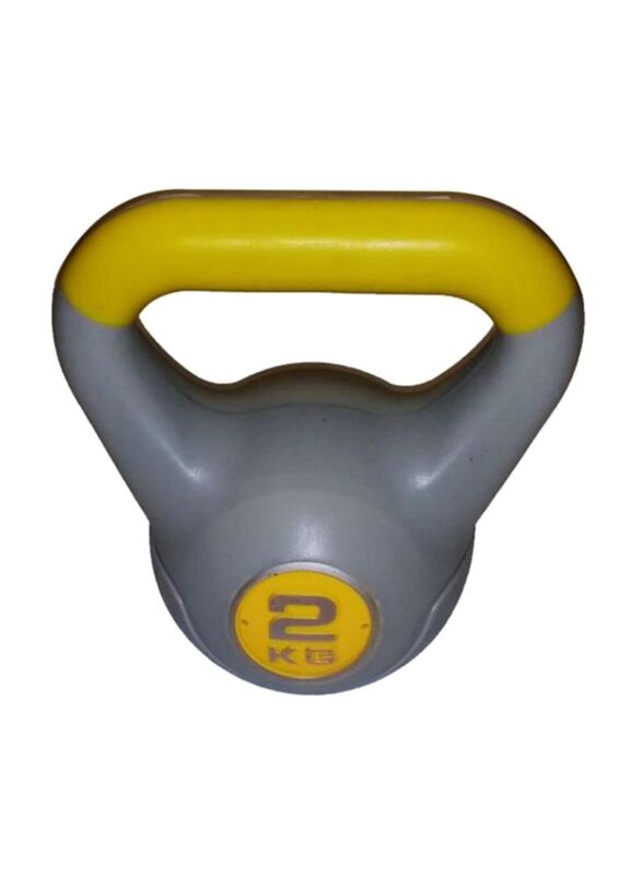 

Plastic Coated Kettlebell, 2KG, Grey/Yellow