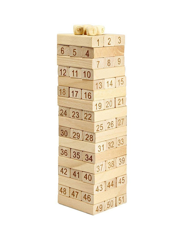 

Wooden Building Blocks Set Jenga Game Sturdy and Durable, 51 Pieces, Ages 5+